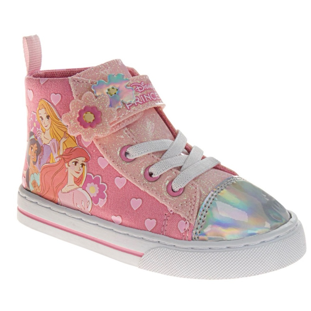 Disney Pink Princess Glitter High-Top Sneaker with Iridescent Toe